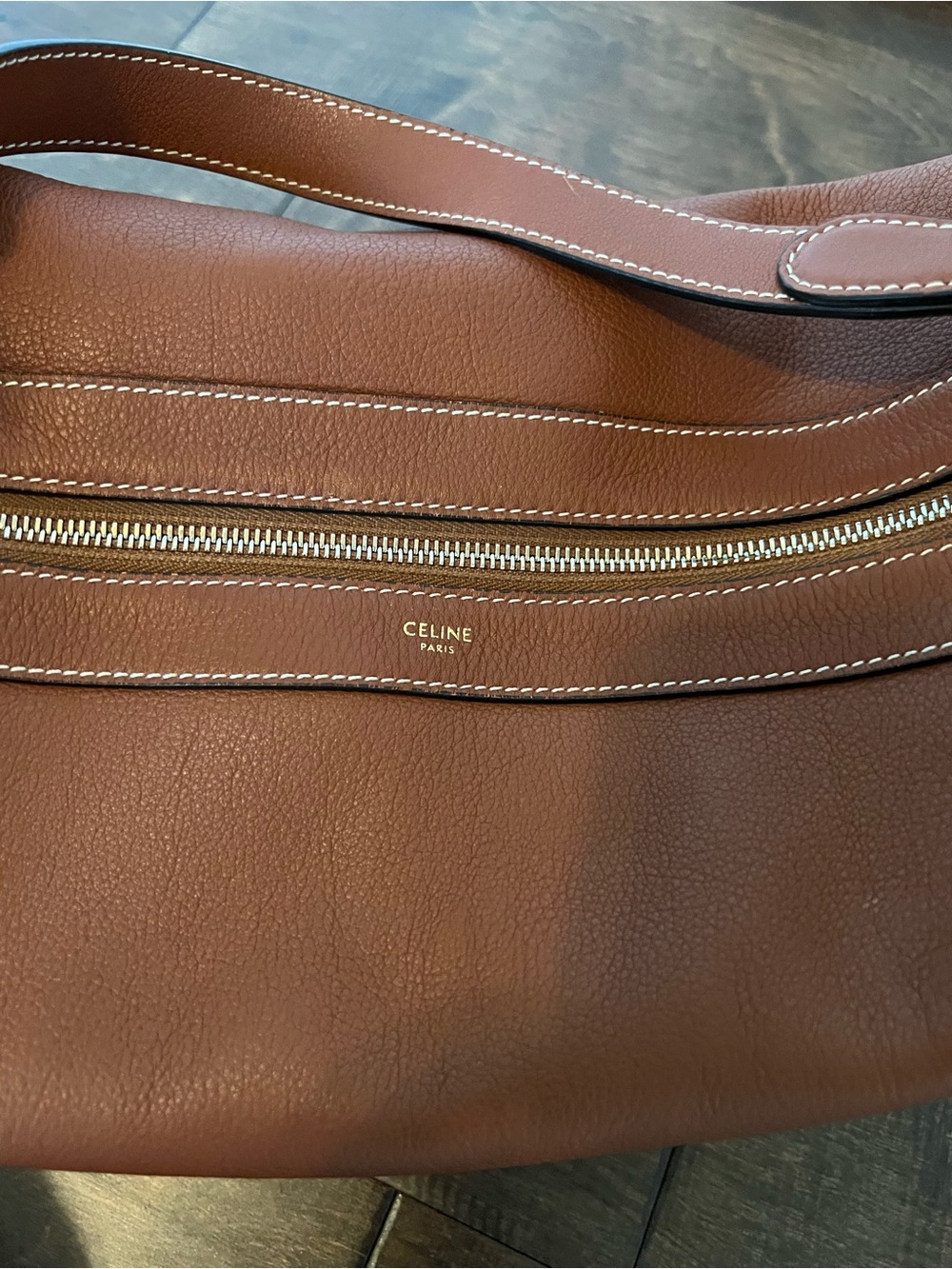 Celine Leandre Brown Leather Shoulder Bag with Gold Hardware - Picture 3 of 11